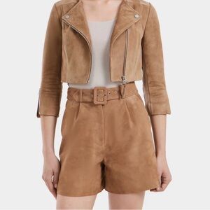 NWT $395 XS RUDSAK SUEDE SHORTS with BELT Tan Camel